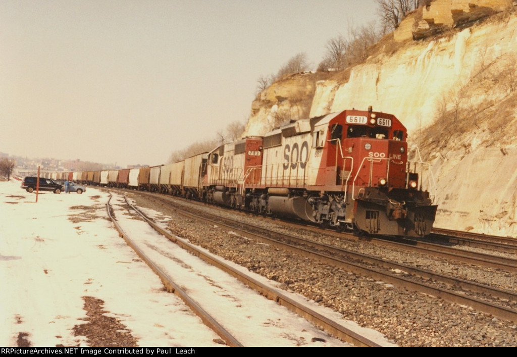 Grain train rolls east
